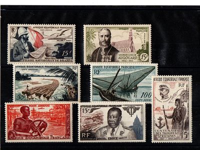 Французские колонии. Экваториальная Африка 1951-1957 гг. YVERT №55-56,58-62. Состояние **