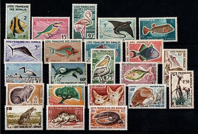 Французские колонии. Сомали 1958-1967 гг. Фауна. YVERT №287-289,292-303,305-310 , 328 .( кат. 