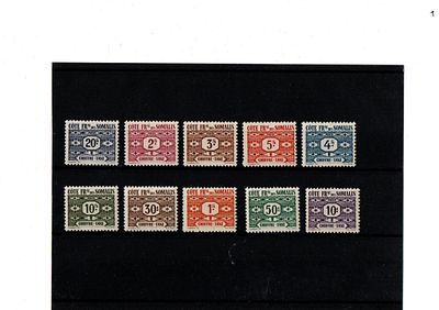Французские колонии. Сомали 1947 г.YVERT №44-53 TAXE .Состояние **