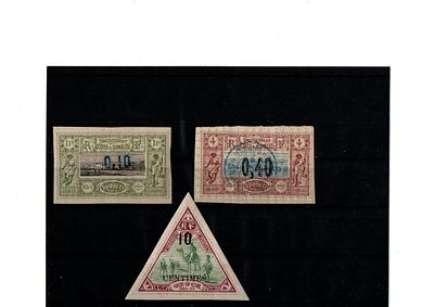 Французские колонии. Сомали 1902 г.YVERT №22,24,36 .( кат. 320 €).Состояние **