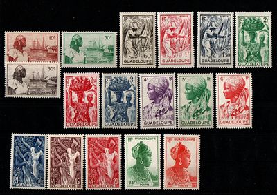 Французские колонии. Гваделупа 1947 г.YVERT №197-213 .Состояние *
