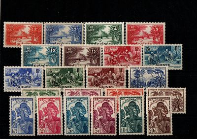 Французские колонии. Гвинея 1938 г.YVERT №125-146 .Состояние **