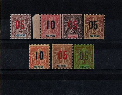 Французские колонии. Гвиана 1912 г.YVERT № 66-72 .Состояние */**