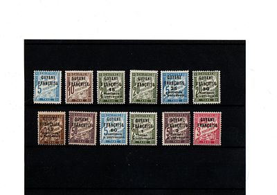 Французские колонии. Гвиана 1925г.YVERT №1-12 TAXE .Состояние **(№ 10 - снятая наклейка)