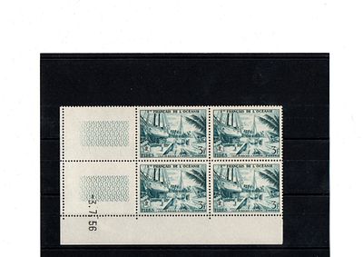 Французские колонии.Океания 1956гг. YVERT №204,квартблок из омнибуса . Состояние **