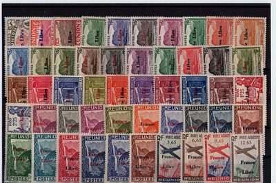 Французские колонии. Реуньон 1943 г. YVERT №187-232,24-27 авиа. Состояние **