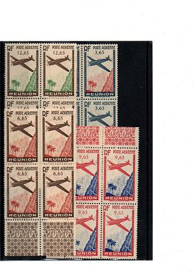 Французские колонии.Реуньон 1938г. YVERT №2-5 авиа.квартблоки. Состояние **