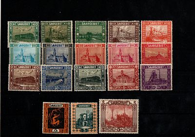 Французские колонии.Саар 1922-1923г.Mi №84-101. Состояние *