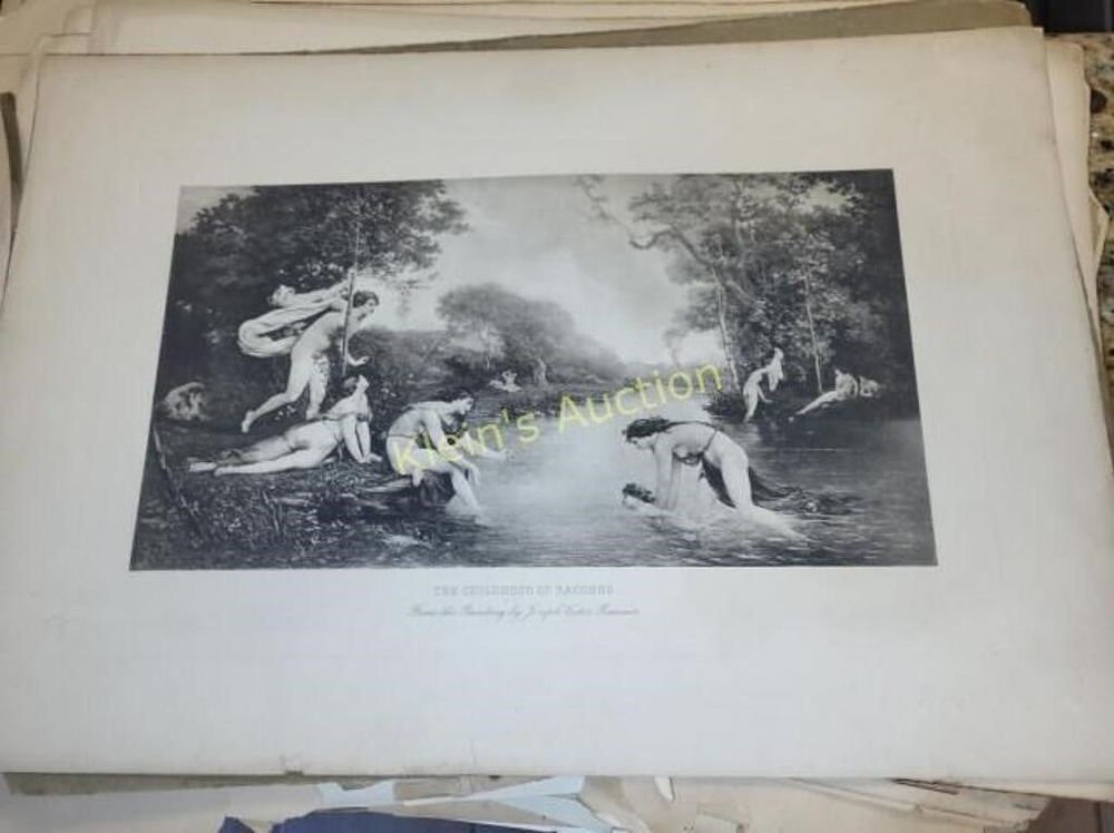 mythological etching the childhood of cacchus c C. mythological etching engraving the childhood 