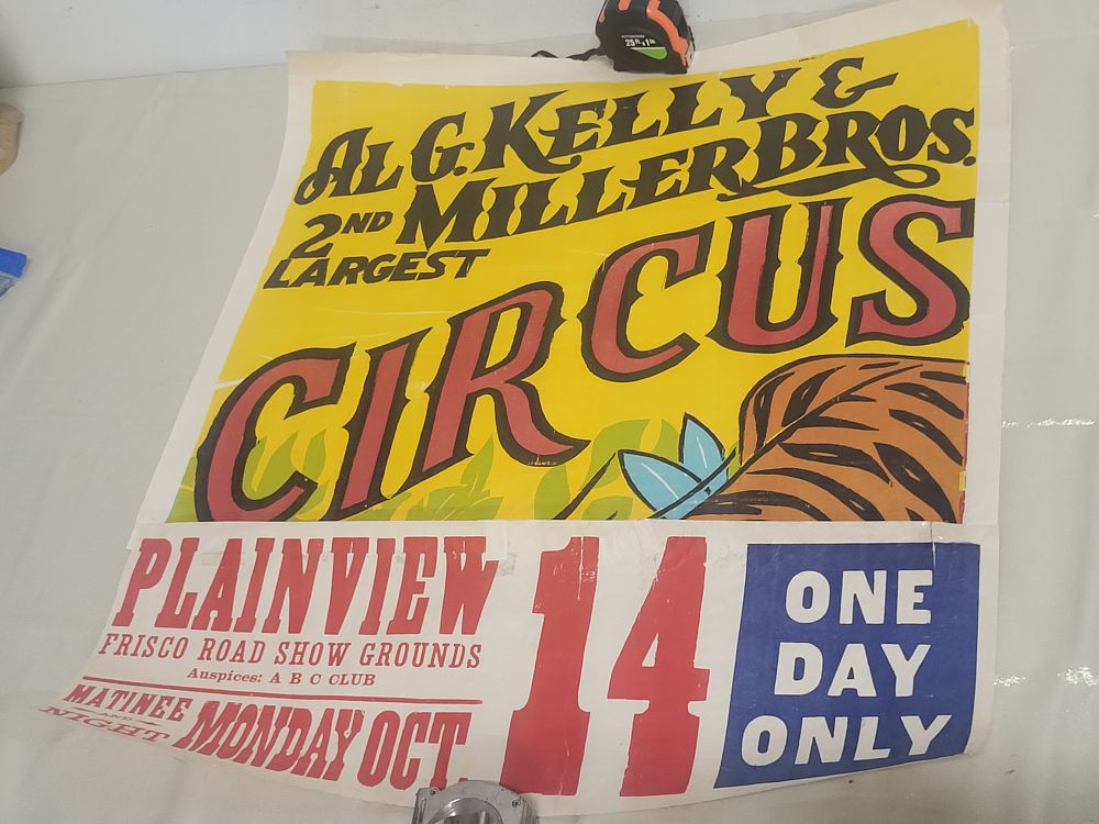 orig 1950's AL G Kelly & Miller Bros tiger circus poster large 31 1/2" x 28 1/4". orig 1950's AL 