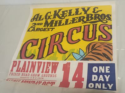 orig 1950's AL G Kelly & Miller bros tiger circus poster 31 1/"2" X28 1/4" . orig 1950's AL G 