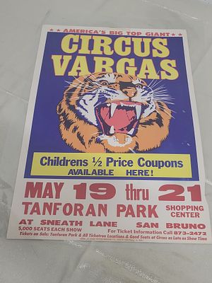 circus vargas poster tiger original 14" x 21 3/4". from estate collection see pics