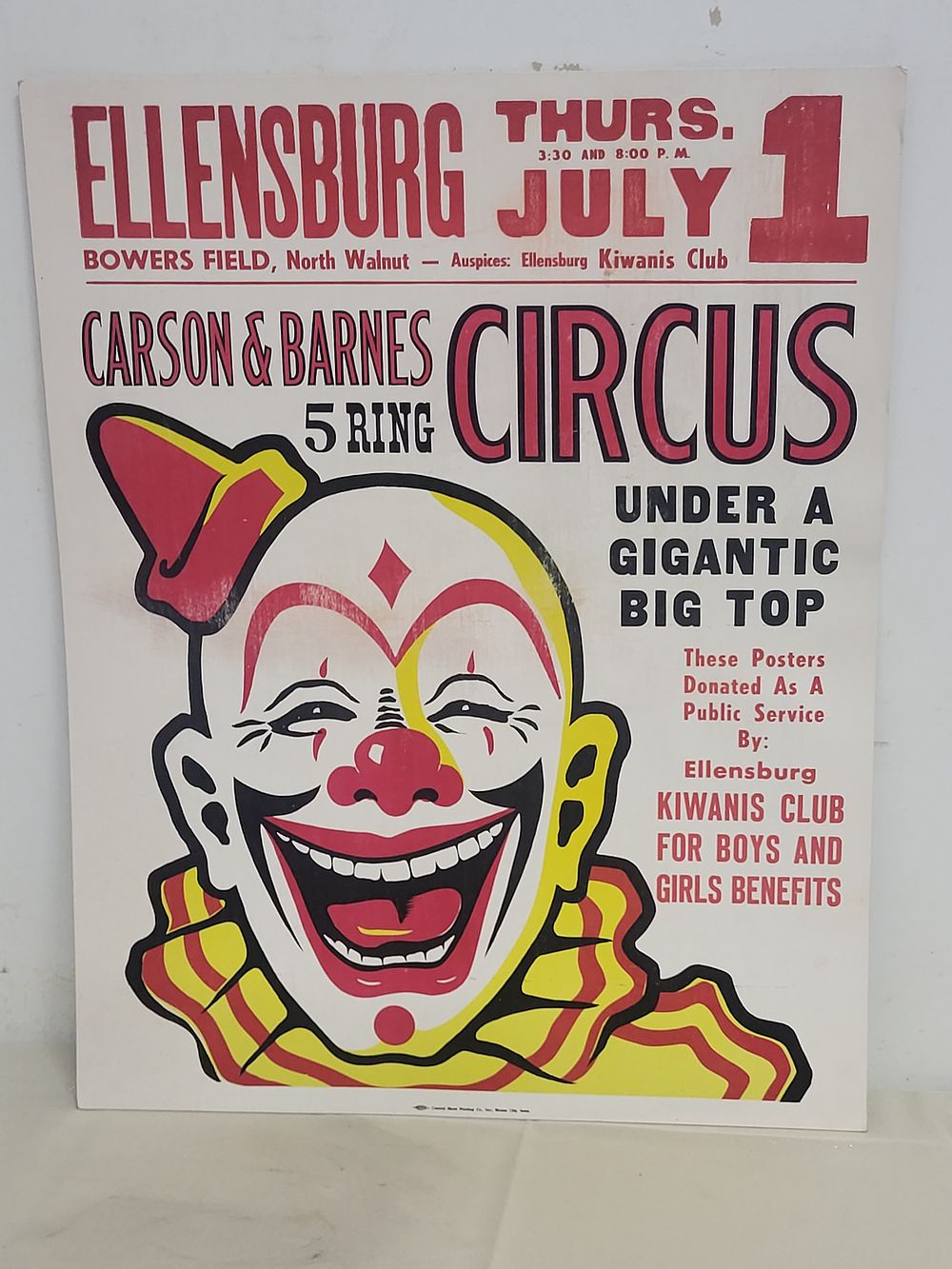 original circus carson & barnes poster 1960's? sup. central show printing co. 22" x 28" heavy 