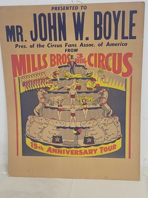 mills bros circus poster john w boyle 1955 15th anniversary. in great shape nice colors 22" x 