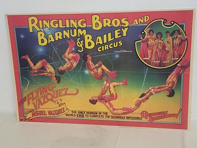 ringling bros barnum bailey circus poster. 23" x 36" rare large size on board see pics great 
