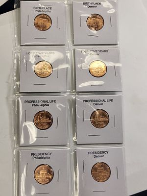 8 coins lincoln cent 2009 100th anniversary pennies. these are all red BU! great collectibles a 