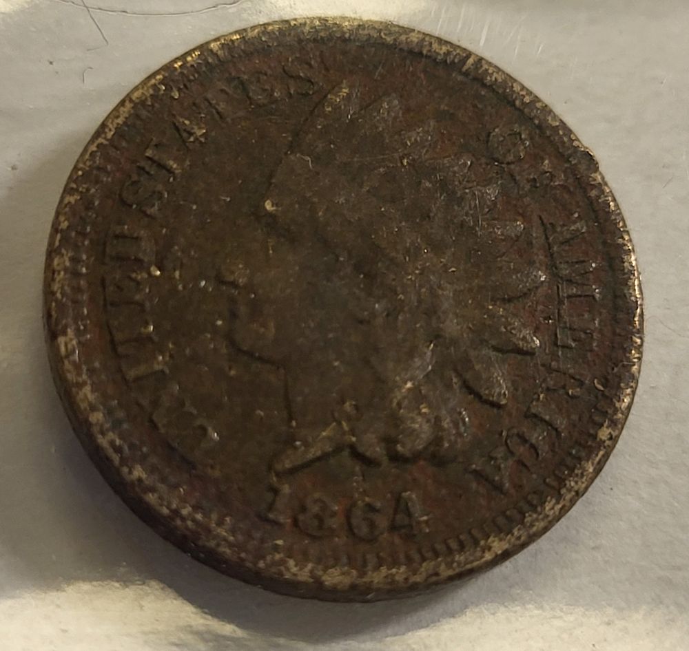 civil war 1864 indian head cent us coin. check out the pics