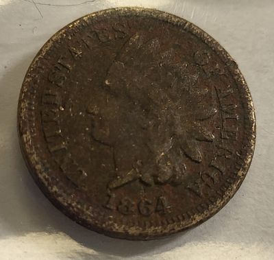 civil war 1864 indian head cent us coin. check out the pics