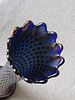 northwood carnival glass cobalt diamond point vase from estate collection 10 1/4" great color Image - 2
