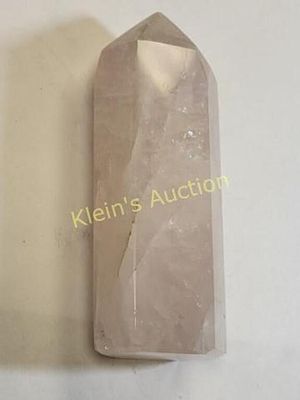 rose quartz point gorgeous! 291 grams 4 3/4". gorgeous dusty pink color rose quartz has master