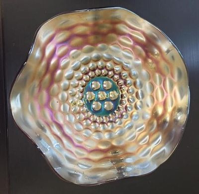 rare fenton carnival amethyst coin dot glass bowl. rare antique fenton carnival amethyst coin