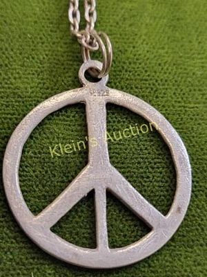 sterling silver 28" necklace & sterling peace pent. sterling silver 28" necklace & sterling
