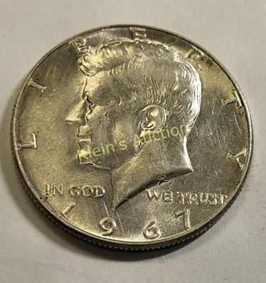 1967 silver Kennedy half dollar AU! Nice!. from estate very nice AU Coin! Silver! see pics