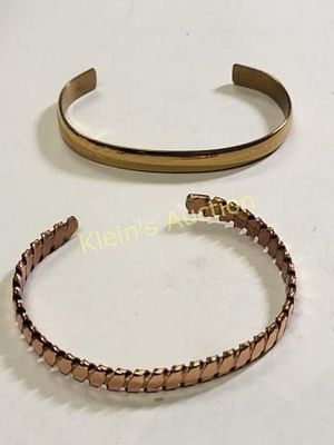 sergio Lub & isis bracelets bangle copper & brass. from estate w/orig box both for one bid see pic