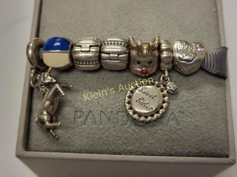 lot of 7 pandora silver charms for bracelet. all 7 for one bid see pics