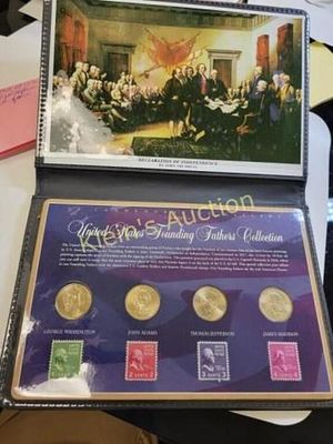 presidential gold dollars coins & stamps in folio. great for the collector nice for a gift see pics