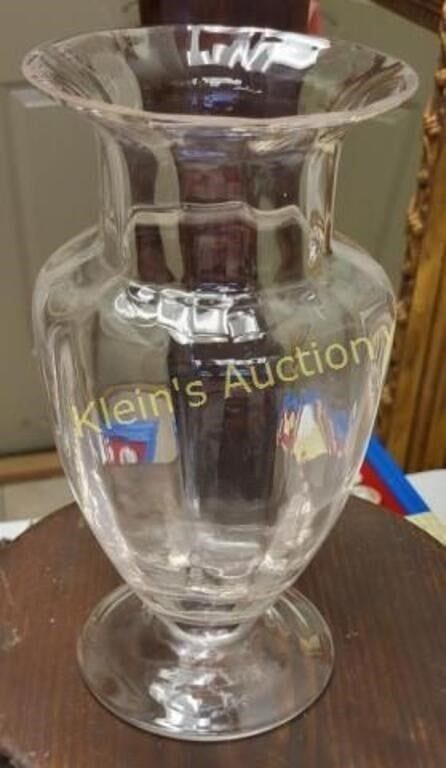 vtg 1930's tiffin glass pink footed optic panel vase 
from estate gorgeous light pink color 9 