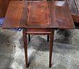 antique mahogany & leather drop leaf side table. 26" tall 21" x 28" opened see pics Pembroke styleImage - 1