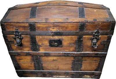 antique dome top steamer ship trunk, chest nice . from estate nice clean example 29" tall 32" 