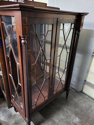 custom made mahogany china closet w/orig plans. originally made for BF tillson from the 