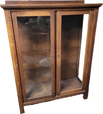 antique oak arts & crafts style display case china cabinet. antique oak arts &amp; crafts style 