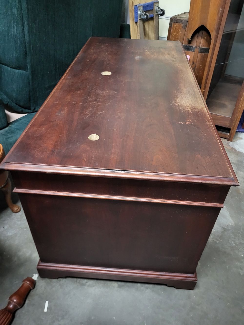 vtg alma executive desk mahogany. from the estate drawers work good 30" tall 65 wide 30" deep see pic