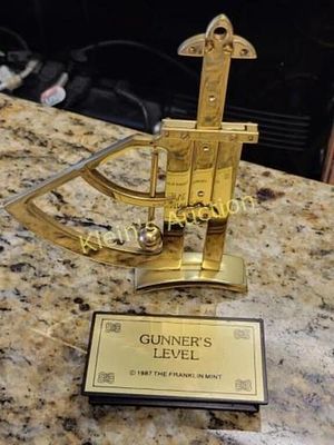 vtg brass gunners level w/ wood base!. originally designed to measure the angle of elevation for 