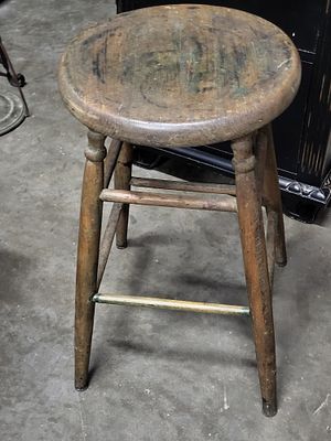antique pub style stool 24" tall Nice! . 24" tall 13" wide seat nice and sturdy see pics