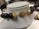 vtg black beads & faux pearls necklace 22". nice and ready to wear see picsImage - 1