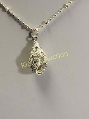 Jezlaine 925 Sterling & CZ conch shell necklace. from estate signed inside shell 16" long 5.5 