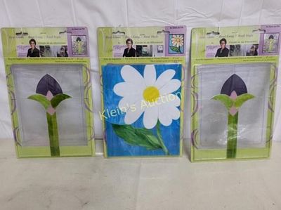 lot of 3 stained glass 8" x10" suncatcher kits!. all genuine stained glass these sell for 20$ 