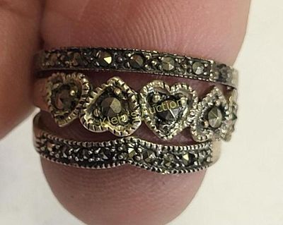 sterling & marcasite rings lot of 3 sz 7 & 8. all 3 for one bid see pics all ready to wear