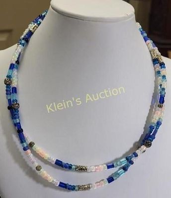 gorgeous glass beaded necklace 18". from estate gorgeous double strand 15" to 18" adjustable see pics