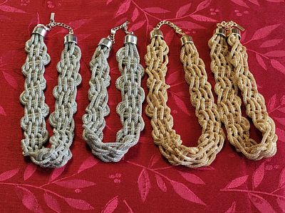 vtg braided necklaces gold & silver tone Mika lot of 4. 4 large vtg braided necklaces gold &amp; 