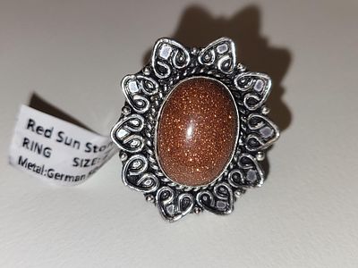 german silver ring red sun stone sz 7 . german silver ring red sun stone sz 7 very pretty 