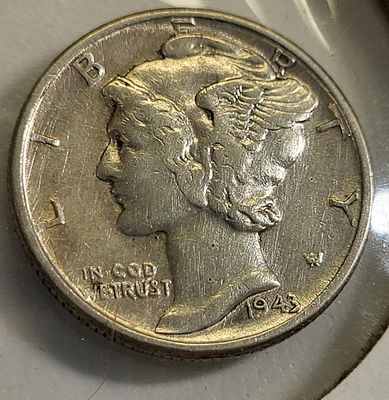 silver mercury dime wwII ef++ 1943 coin. silver coin and silver prices are going up daily seepics