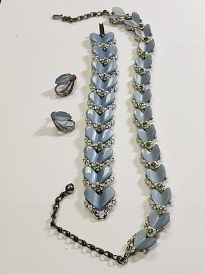 thermo blue set Bracelet , Necklace w/sterling silver earrings BSK. BSK light blue thermo set 