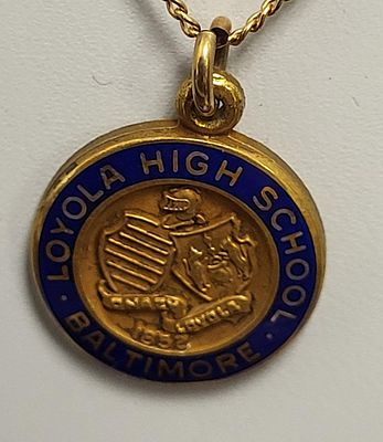 1965 gold filled pendant & necklace high school . 1965 loyola high school gold filled pendant 