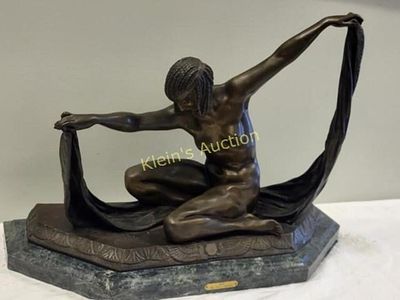 After Claire Jeanne Roberte Colinet "Isis" Bronze on marble plinth orig prop from Matlock TV 