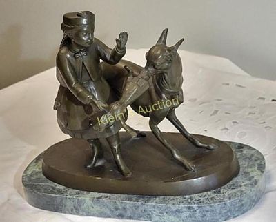After PJ Mene "girl Playing with Dog" Bronze Statue from the production of Matlock TV Series 6 